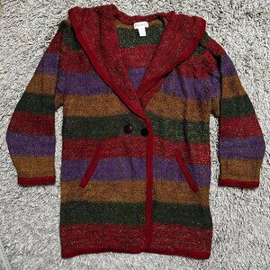 90s Vintage Multi Colored Button Up Sweater Size L